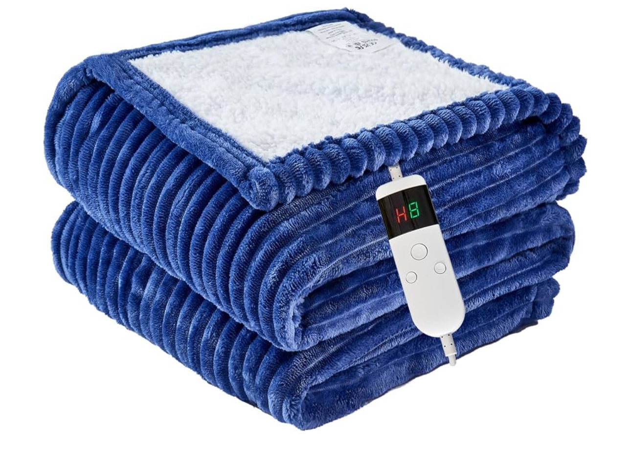 Electric Blanket – Soft Flannel Heated Throw (50” x 60”), 5 Heat Settings, Auto Shut-Off