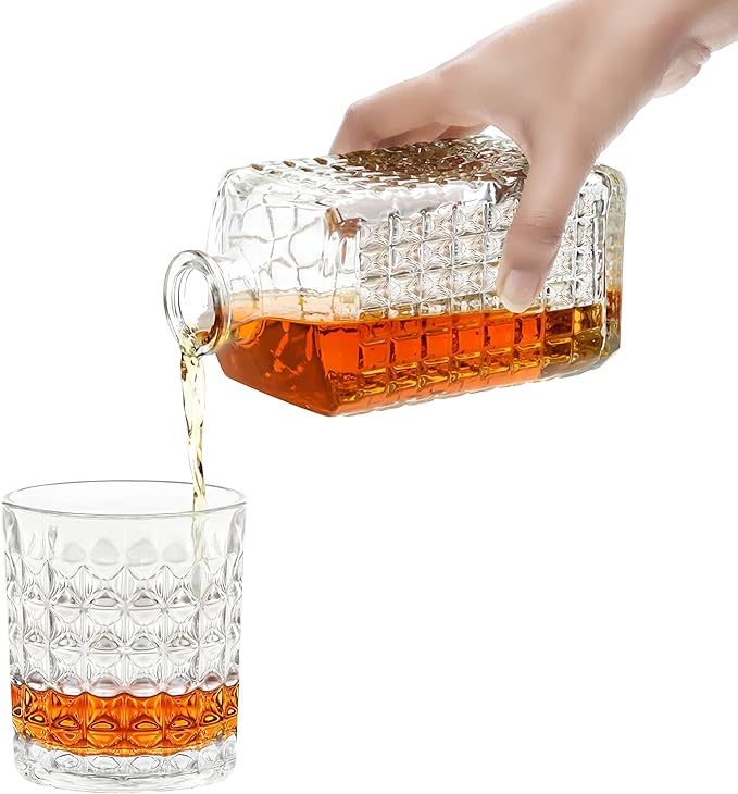 Whiskey Decanter Set (5 Pieces) – 500ml Decanter with 4 x 260ml Engraved Glasses